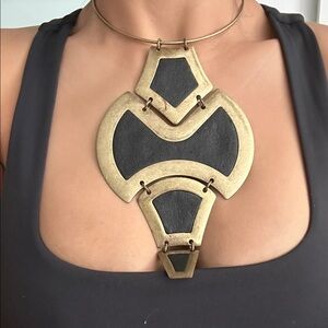 BCBGMaxAzria Gold and Black Geometric Necklace